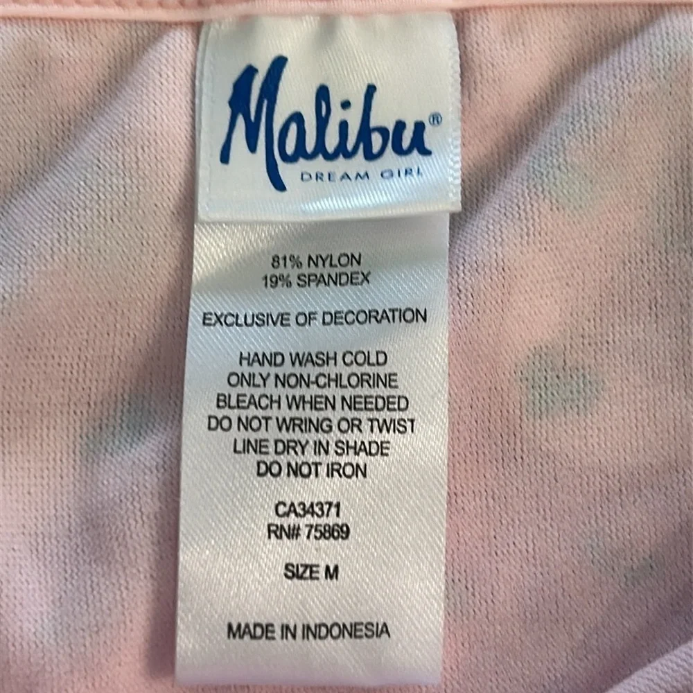 Malibu Dream Girl Pink patchwork print bikini swim bottom size medium NWOT